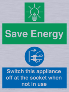 Save Energy, Switch this appliance off at the socket when not in use